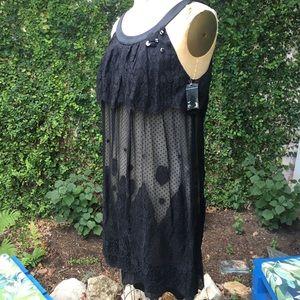 Y2K BCBG Silk & Lace Trapeze Cocktail Dress